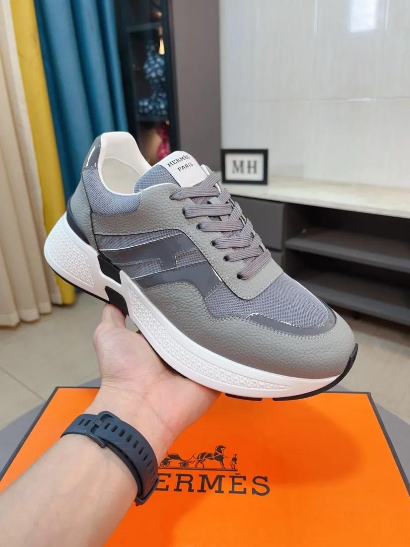 Men's shoes💰580🌸🌸【HERMES】Hermès high-end quality original shoe upper: 🔝tumbled calfskin, suede calfskin, shoe body sewn H totem, outsole: ultra-light TPU foam·rubber; two-color molded outsole, ultra-high quality control·fine workmanship: highlighting (high-end·luxury·grade) 38-44 (45 can be customized)